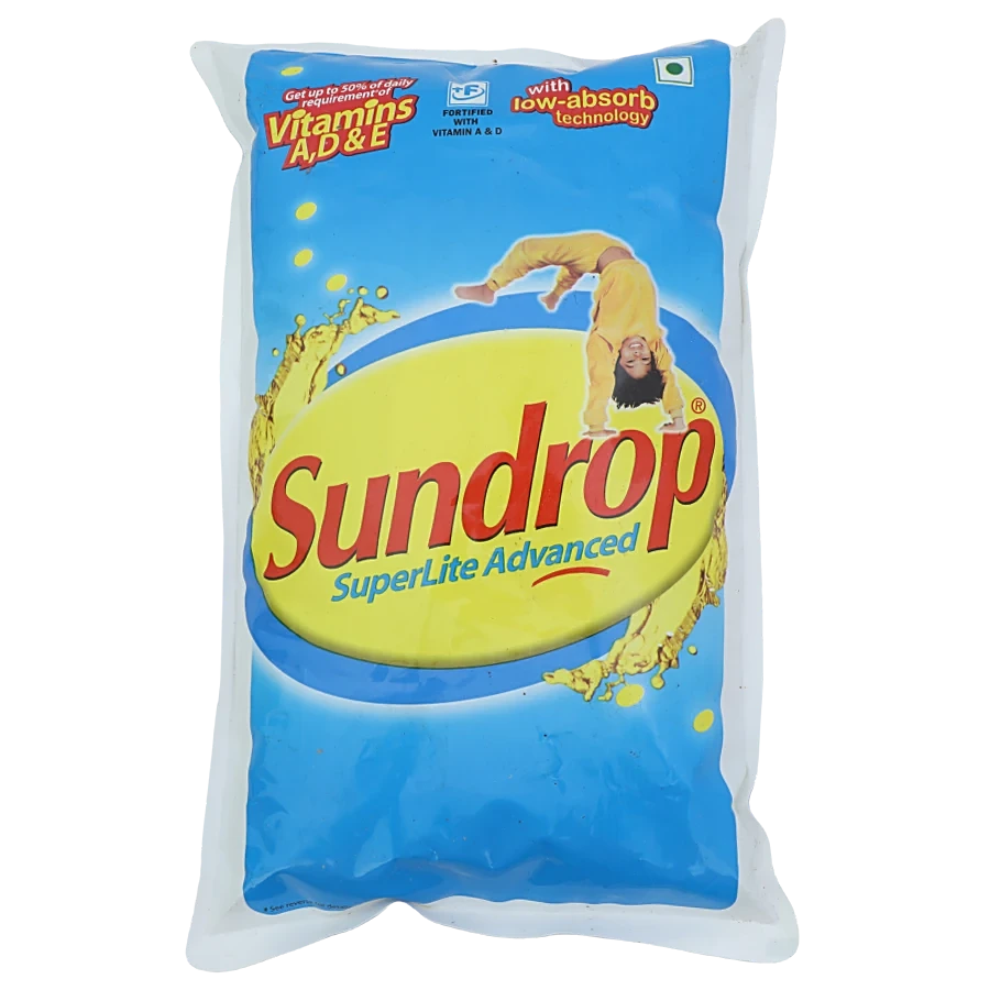 Sundrop Superlite Advanced Sunflower Oil, 1Ltr Pouch